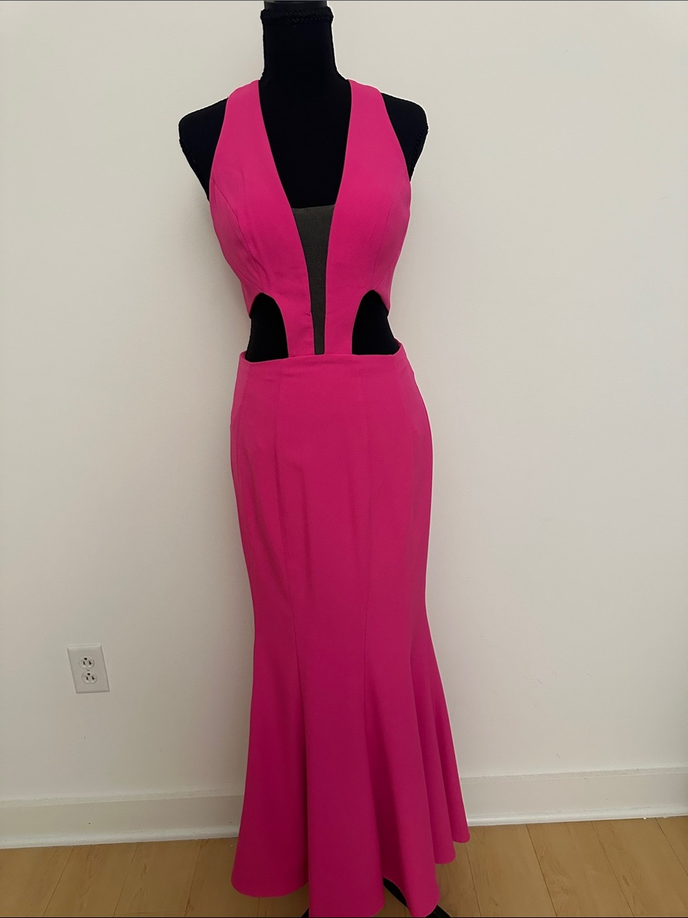 Camille La Vie Hot Pink Cutout Mermaid Evening Gown